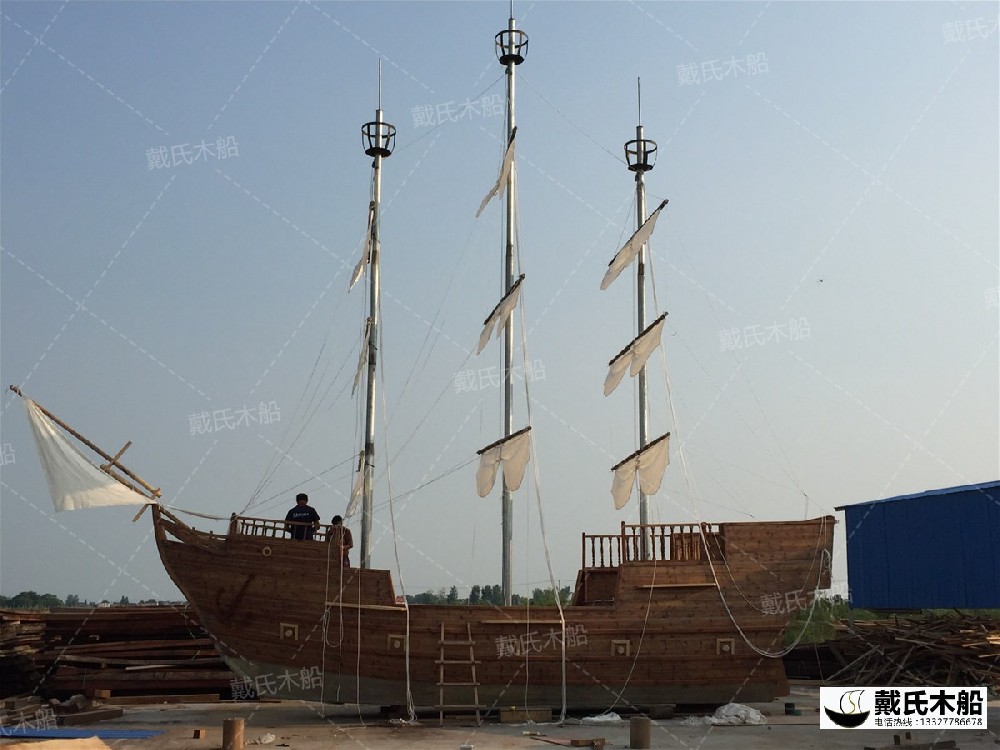 10米大型海盗船 仿古帆船 定制景观装饰船找戴氏木船
