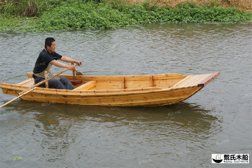 手工小木头船 传统仿古渔船 保洁木船