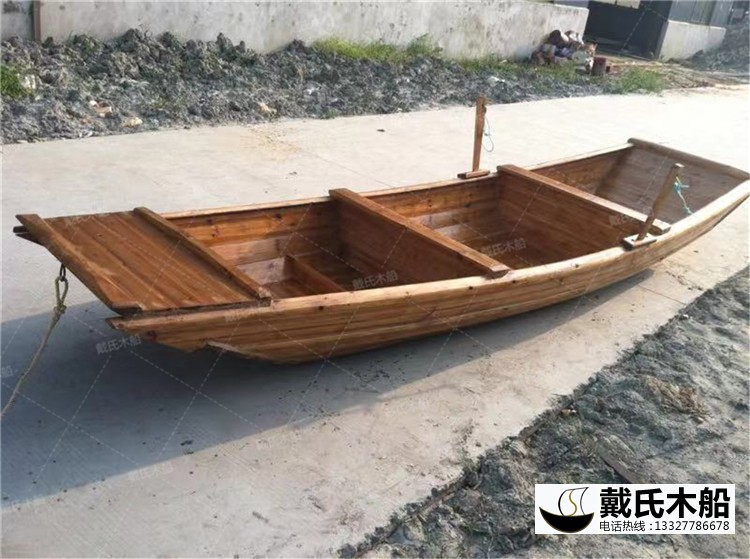 4米木质小渔船 传统老式渔船 小型手划保洁船